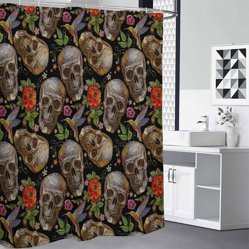 Vintage Skull Pattern Print Shower Curtain
