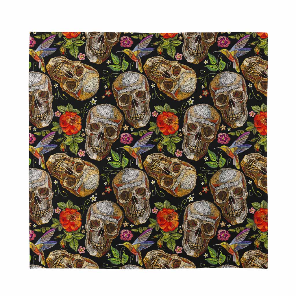 Vintage Skull Pattern Print Silk Bandana
