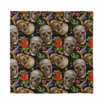 Vintage Skull Pattern Print Silk Bandana
