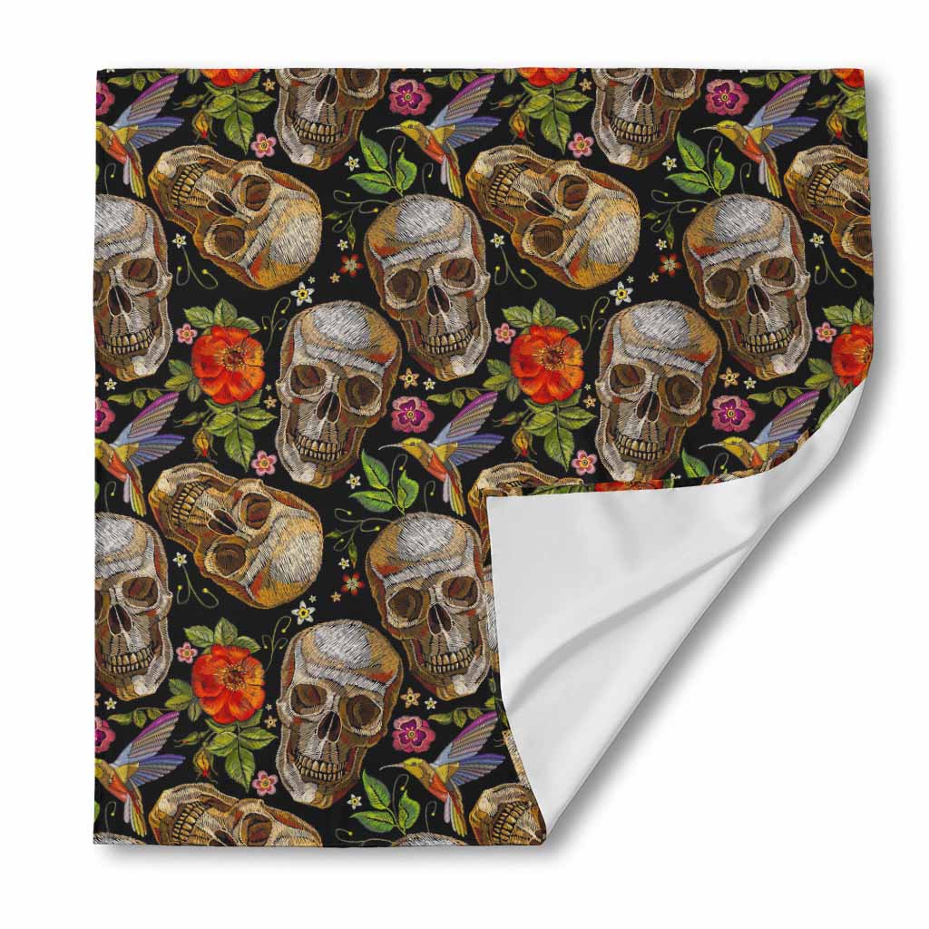 Vintage Skull Pattern Print Silk Bandana