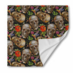Vintage Skull Pattern Print Silk Bandana