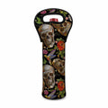 Vintage Skull Pattern Print Single Neoprene Wine Tote