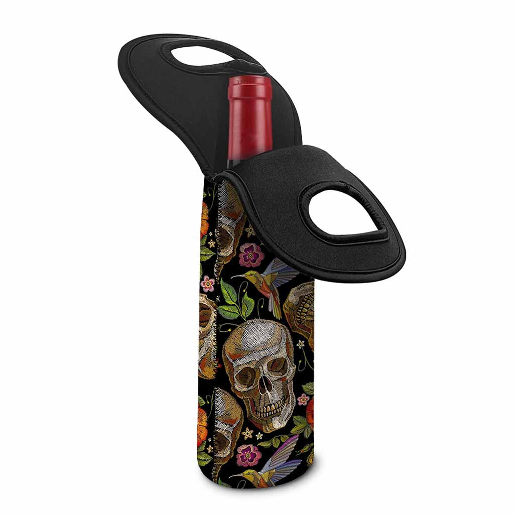 Vintage Skull Pattern Print Single Neoprene Wine Tote