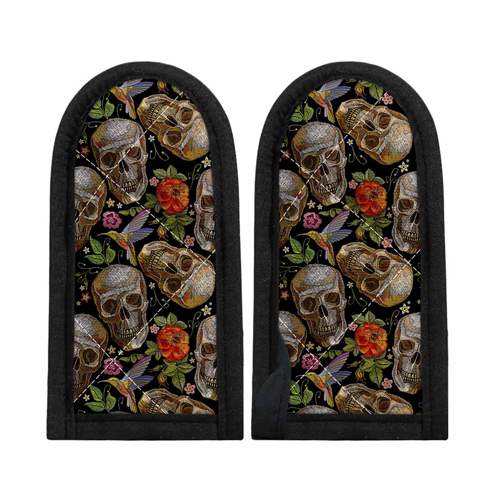 Vintage Skull Pattern Print Skillet Handle Cover