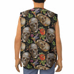 Vintage Skull Pattern Print Sleeveless Baseball Jersey
