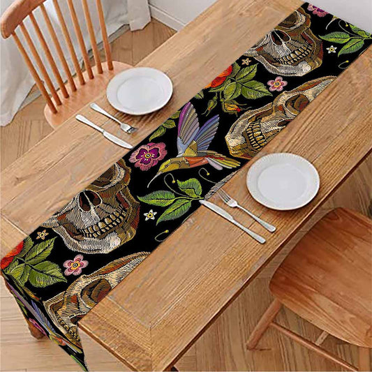 Vintage Skull Pattern Print Table Runner