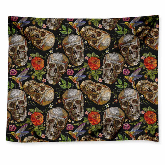 Vintage Skull Pattern Print Tapestry