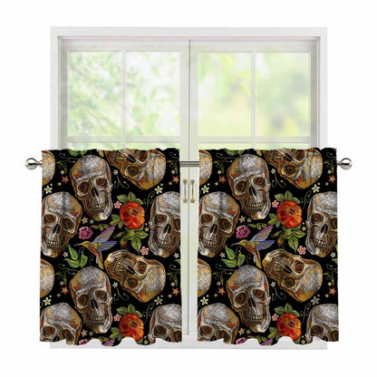 Vintage Skull Pattern Print Tier Curtains