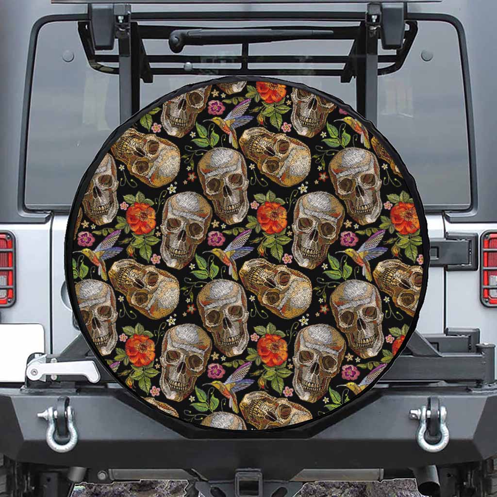 Vintage Skull Pattern Print Tire Cover