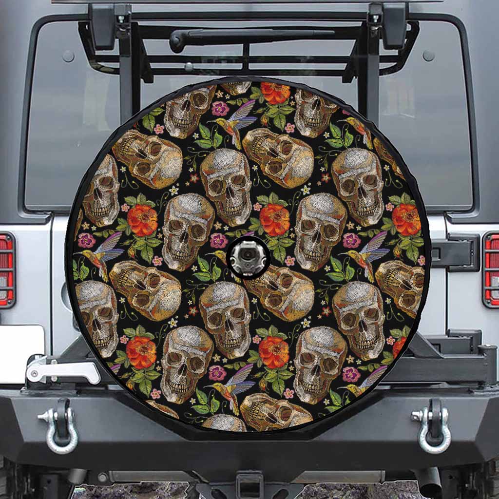 Vintage Skull Pattern Print Tire Cover With Camera Hole