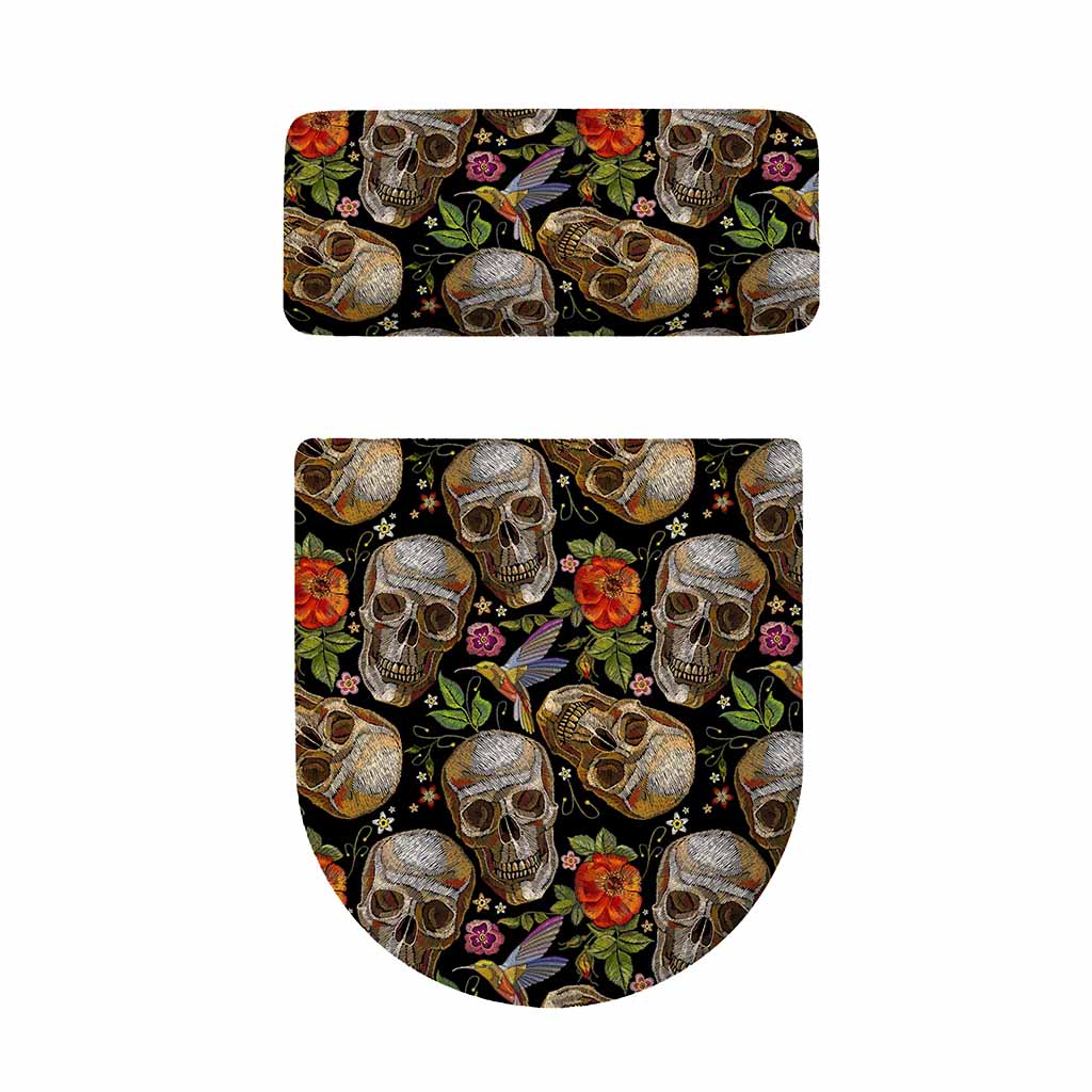 Vintage Skull Pattern Print Toilet Lid And Tank Cover Set