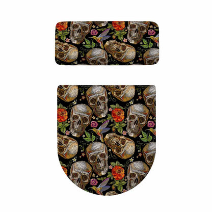 Vintage Skull Pattern Print Toilet Lid And Tank Cover Set