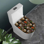 Vintage Skull Pattern Print Toilet Lid Cover