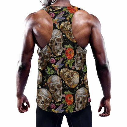 Vintage Skull Pattern Print Training Tank Top