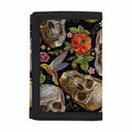 Vintage Skull Pattern Print Trifold Wallet