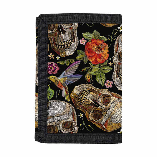 Vintage Skull Pattern Print Trifold Wallet