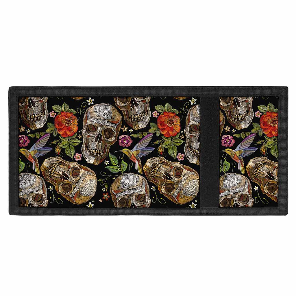 Vintage Skull Pattern Print Trifold Wallet