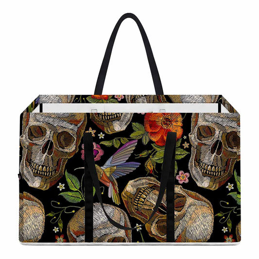 Vintage Skull Pattern Print Utility Tote Bag