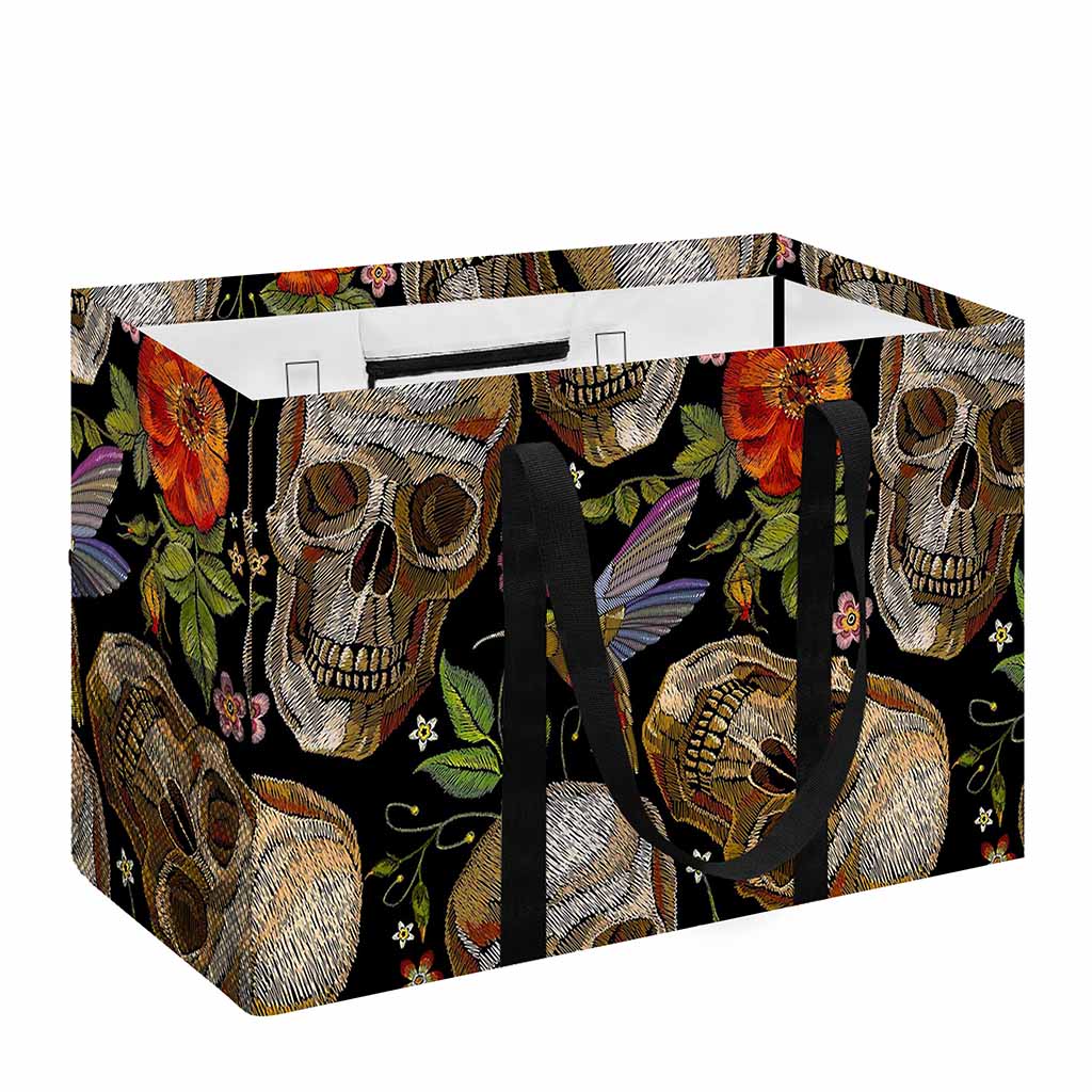 Vintage Skull Pattern Print Utility Tote Bag