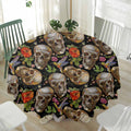 Vintage Skull Pattern Print Waterproof Round Tablecloth