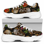 Vintage Skull Pattern Print White Chunky Shoes