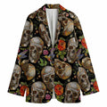 Vintage Skull Pattern Print Women's Blazer
