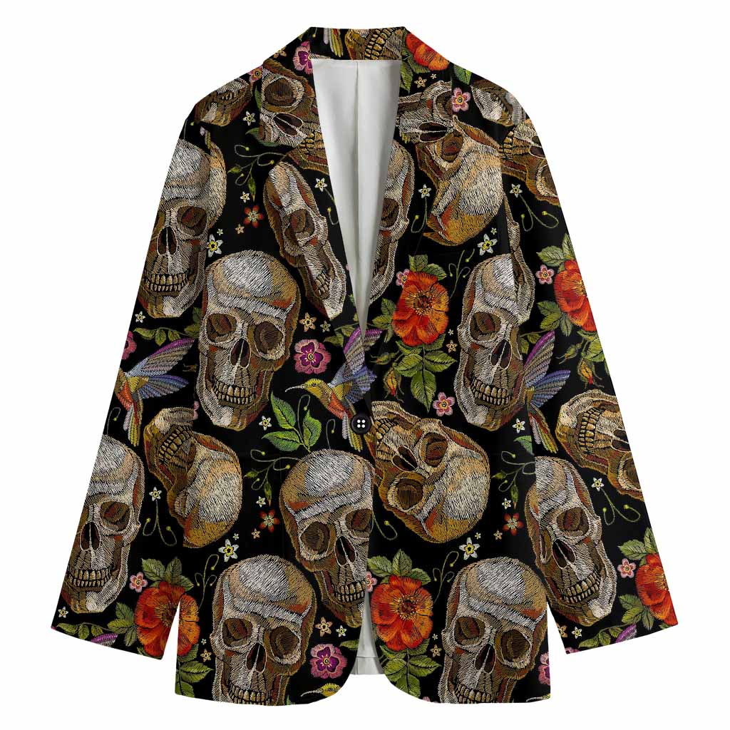 Vintage Skull Pattern Print Women's Blazer