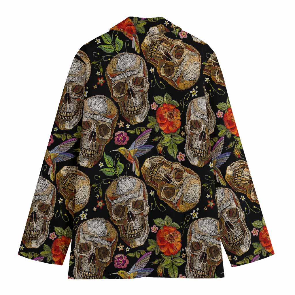 Vintage Skull Pattern Print Women's Blazer