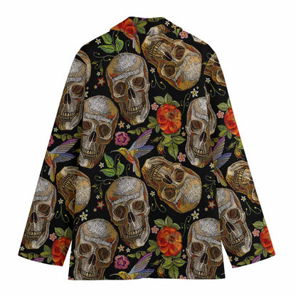 Vintage Skull Pattern Print Women's Blazer