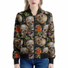 Vintage Skull Pattern Print Women's Bomber Jacket