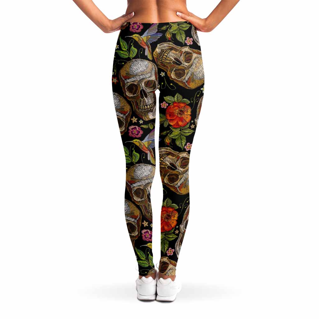 Vintage Skull Pattern Print Women's Leggings