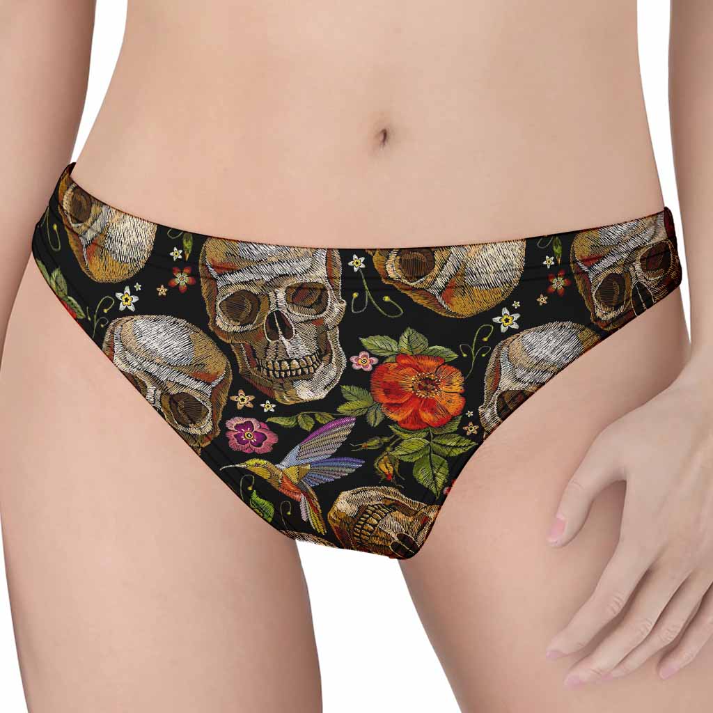 Vintage Skull Pattern Print Women's Thong