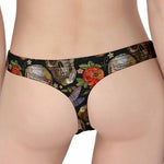 Vintage Skull Pattern Print Women's Thong