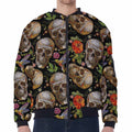 Vintage Skull Pattern Print Zip Sleeve Bomber Jacket