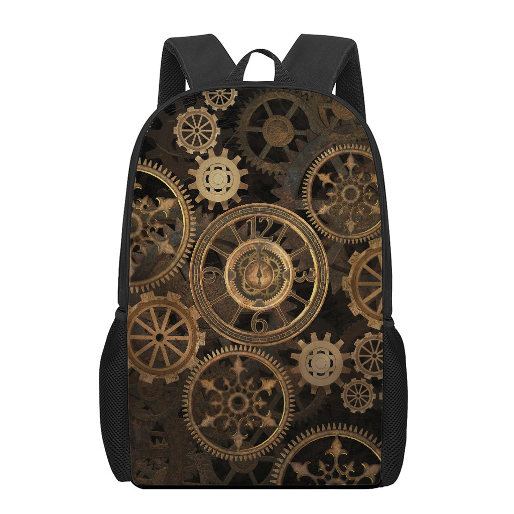 Vintage Steampunk Gears Print 17 Inch Backpack
