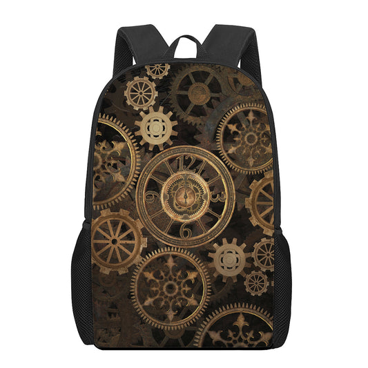 Vintage Steampunk Gears Print 17 Inch Backpack
