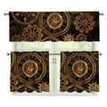 Vintage Steampunk Gears Print 3 Piece Kitchen Curtains