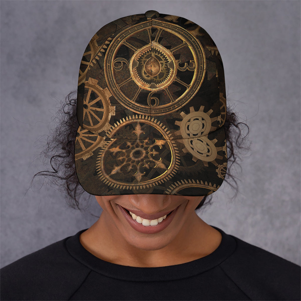 Vintage Steampunk Gears Print Baseball Cap