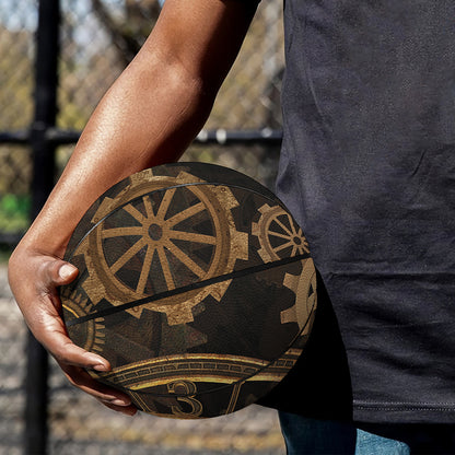 Vintage Steampunk Gears Print Basketball