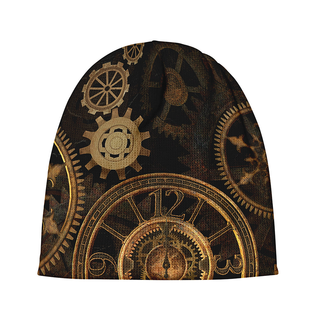 Vintage Steampunk Gears Print Beanie