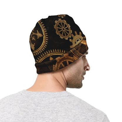 Vintage Steampunk Gears Print Beanie