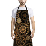 Vintage Steampunk Gears Print Bib Apron With Pocket