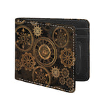 Vintage Steampunk Gears Print Bifold Wallet