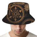 Vintage Steampunk Gears Print Bucket Hat