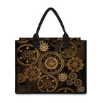 Vintage Steampunk Gears Print Canvas Tote Bag