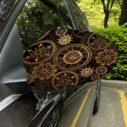 Vintage Steampunk Gears Print Car Side Mirror Covers