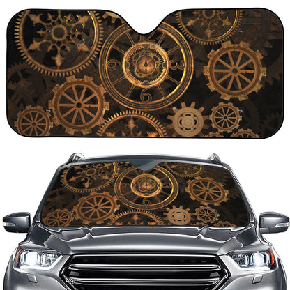 Vintage Steampunk Gears Print Car Windshield Sun Shade