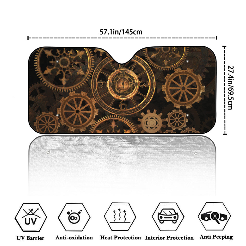 Vintage Steampunk Gears Print Car Windshield Sun Shade
