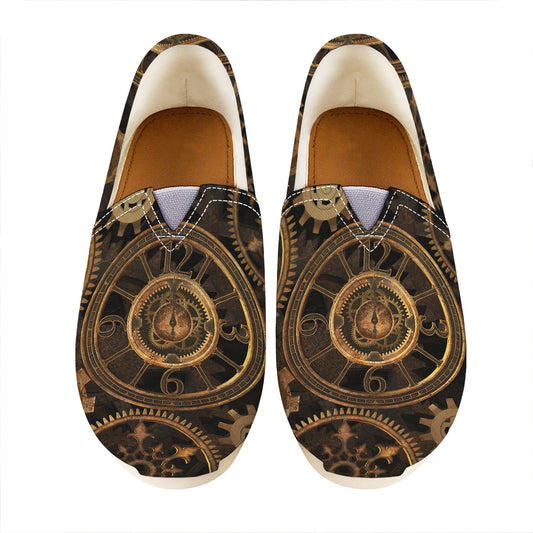 Vintage Steampunk Gears Print Casual Shoes