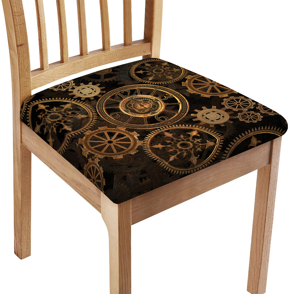 Vintage Steampunk Gears Print Chair Cushion Cover